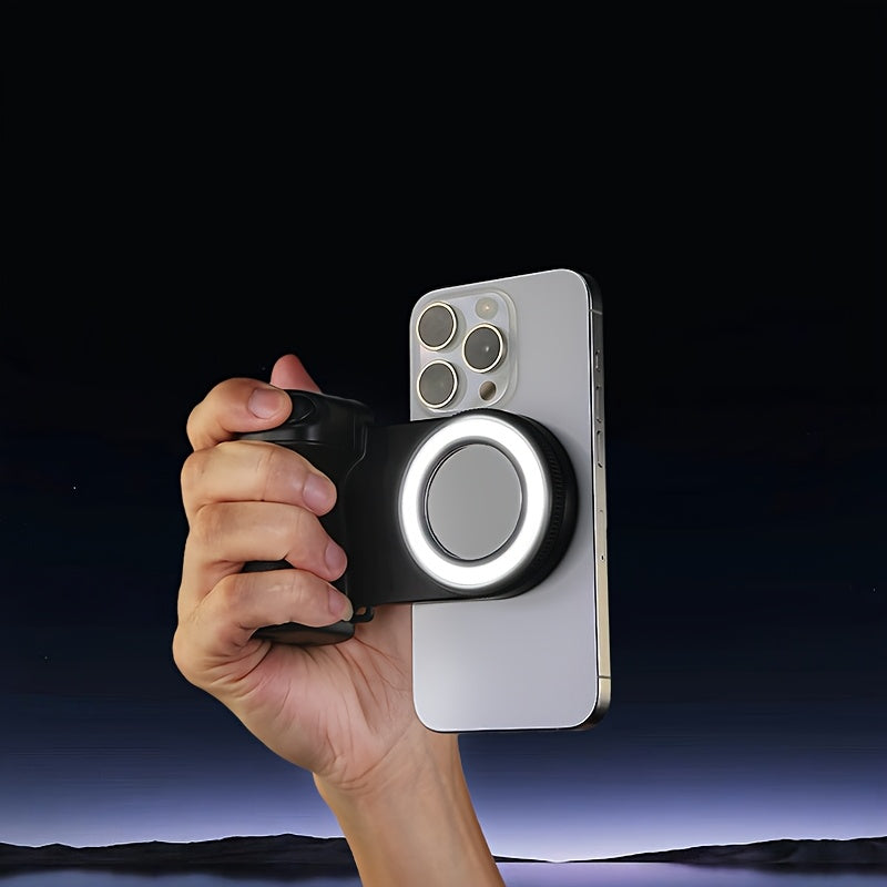 MagSafe Smartphone Camera Shutter Grip Bluetooth Selfie Handle Stabilizer with Fill Light for iPhone Android Photography