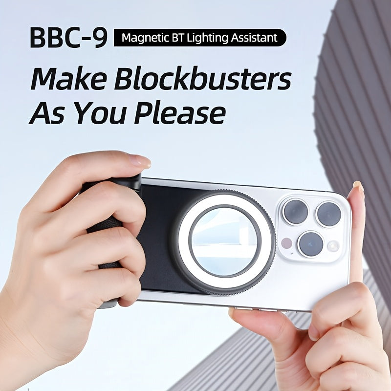 MagSafe Smartphone Camera Shutter Grip Bluetooth Selfie Handle Stabilizer with Fill Light for iPhone Android Photography