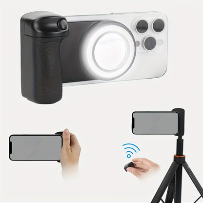 MagSafe Smartphone Camera Shutter Grip Bluetooth Selfie Handle Stabilizer with Fill Light for iPhone Android Photography