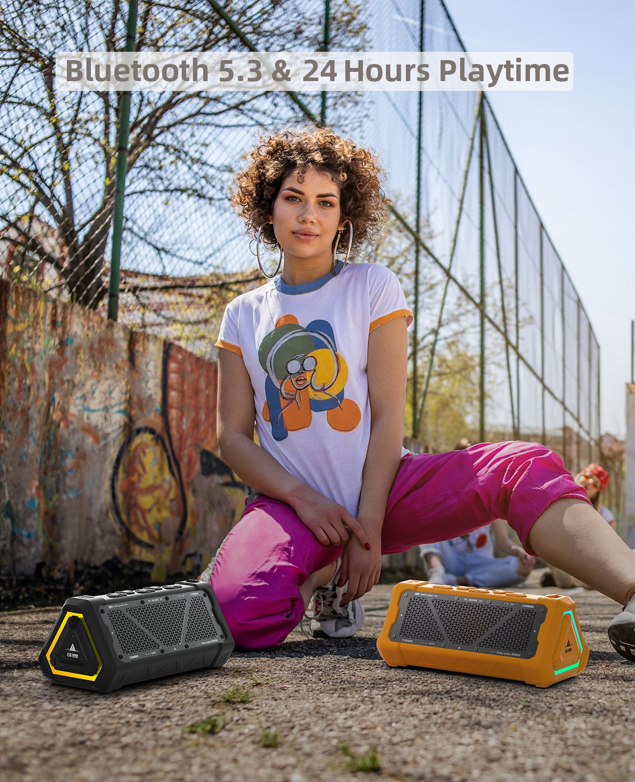 Outdoor Bluetooth Speaker 40W Waterproof Stereo Sound Bluetooth 53 Wireless Speaker With RGB Light  1