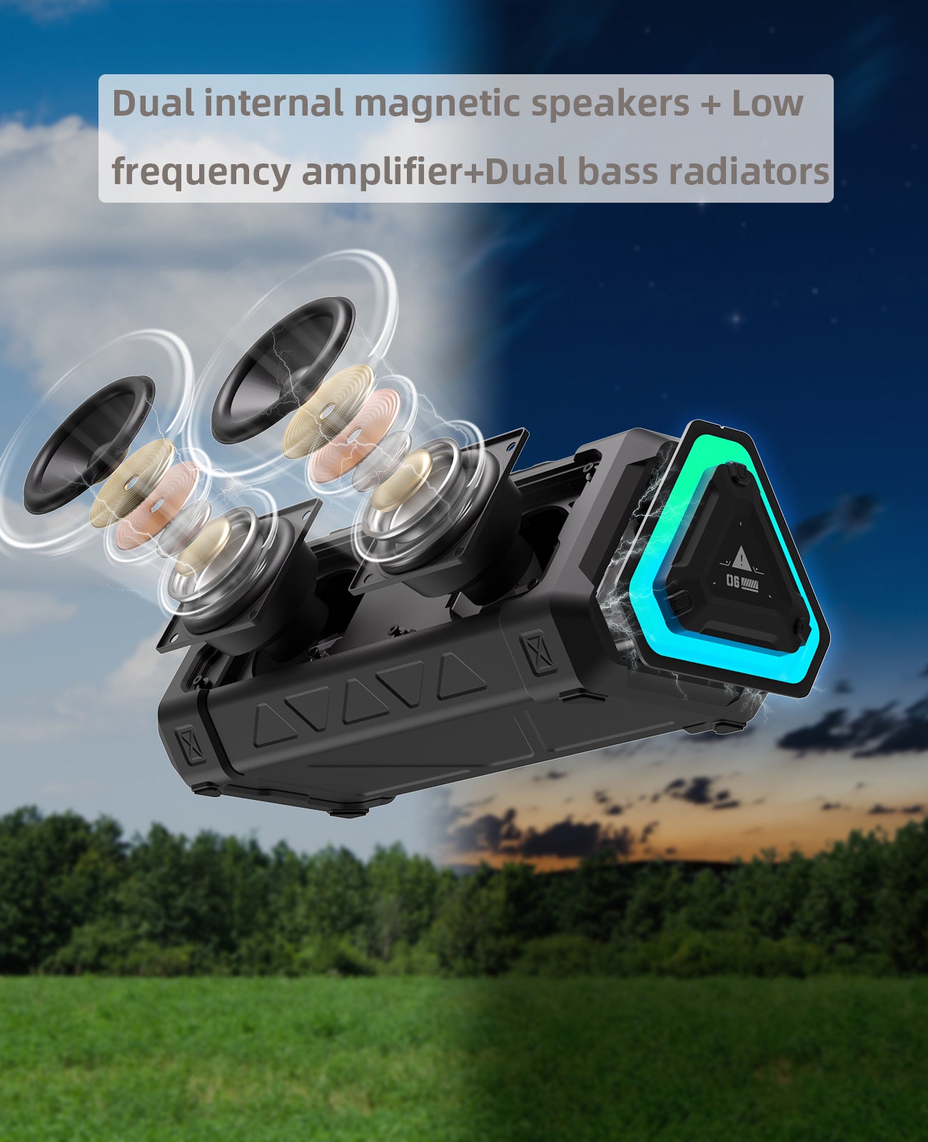 Outdoor Bluetooth Speaker 40W Waterproof Stereo Sound Bluetooth 53 Wireless Speaker With RGB Light  2