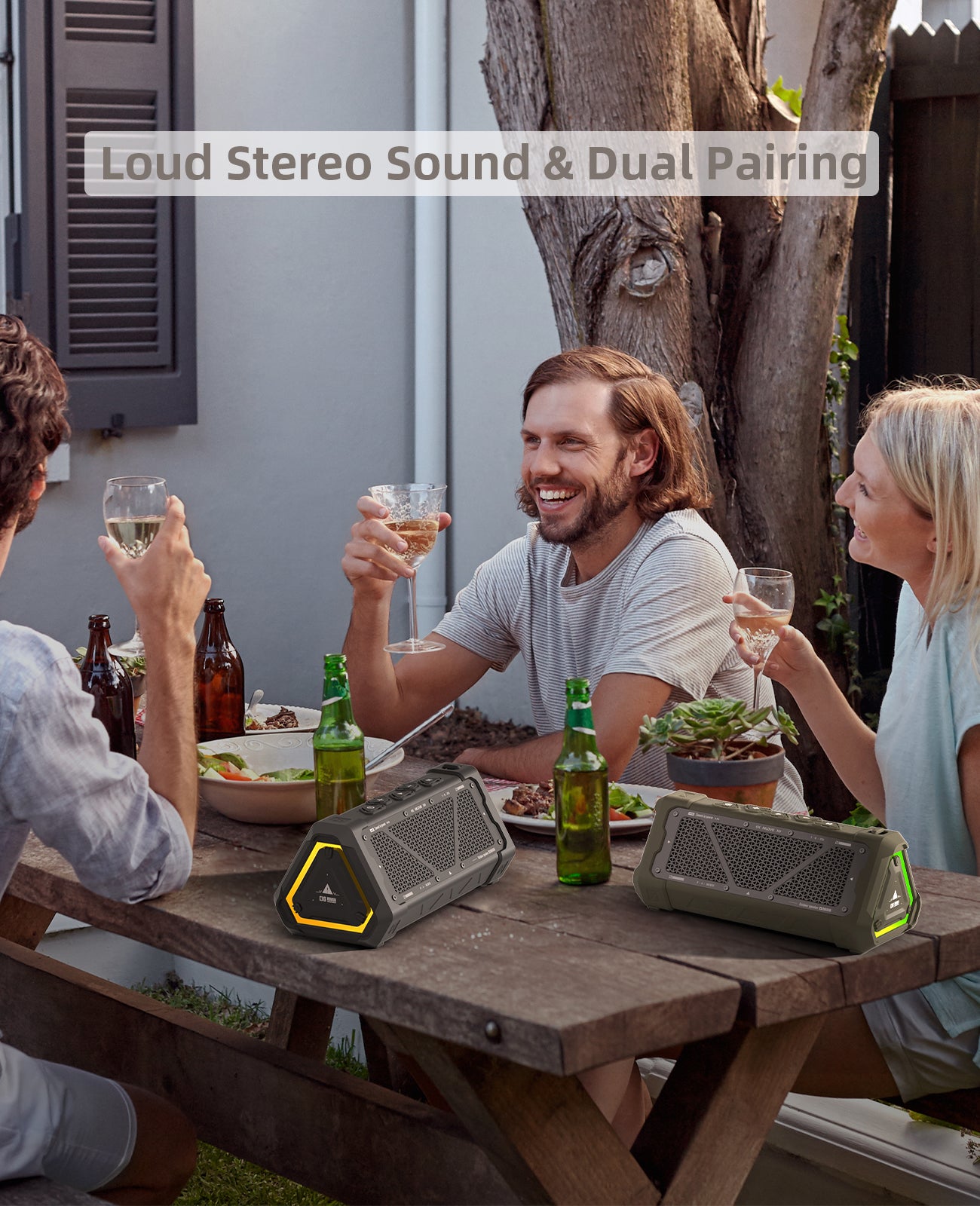 Outdoor Bluetooth Speaker 40W Waterproof Stereo Sound Bluetooth 53 Wireless Speaker With RGB Light  3