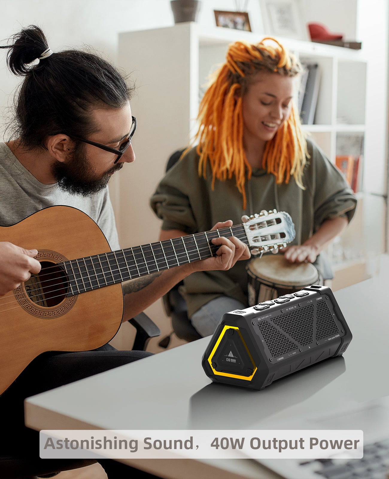 Outdoor Bluetooth Speaker 40W Waterproof Stereo Sound Bluetooth 53 Wireless Speaker With RGB Light  4