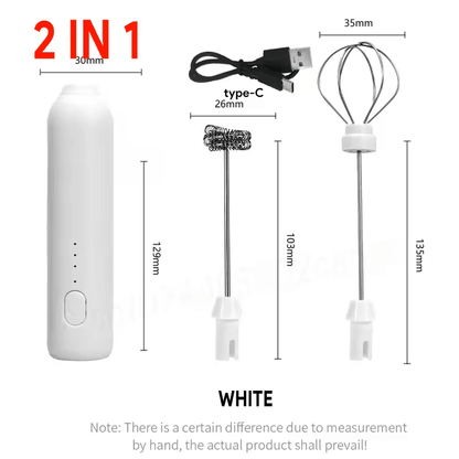 Upgraded 3in1 USB Rechargeable Coffee Frother Egg Beater  Mini Blender 12