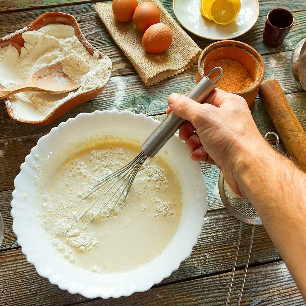 Stainless Steel Egg Whisk Set, Wire Balloon Whisk Kitchen Mixer Tools for Beating Eggs, Milk, Cream, Baking, Cooking