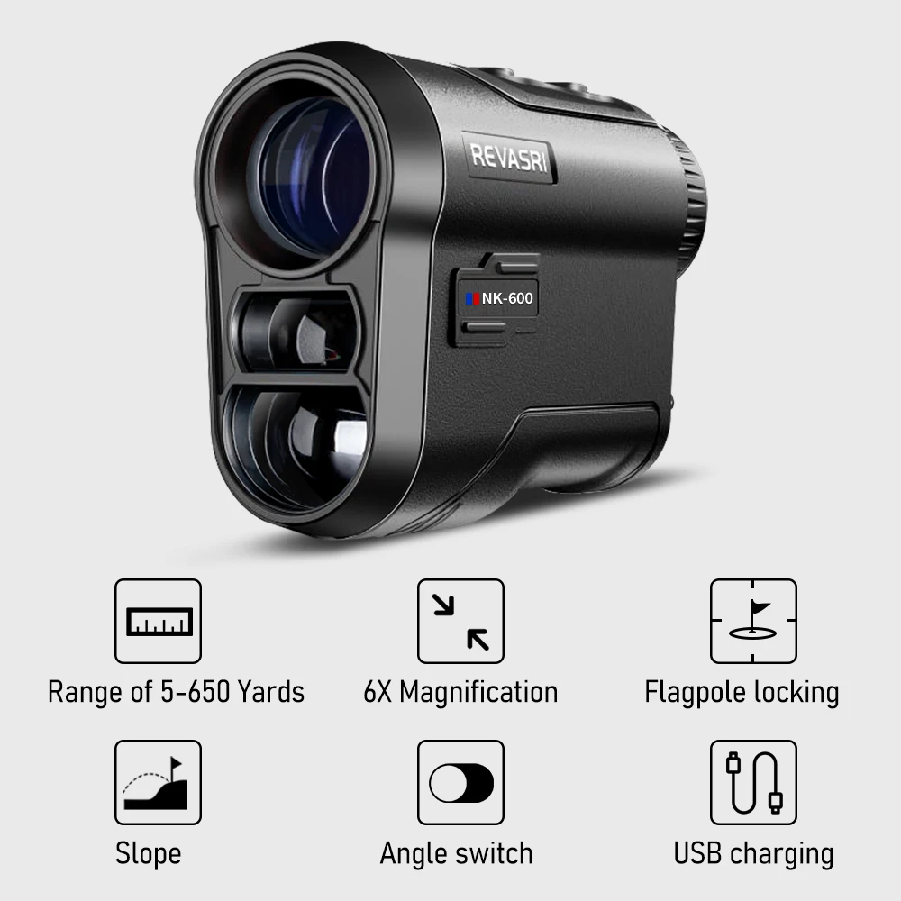 Yard Golf Laser Rangefinder with Slope Compensation, Flagpole Lock & Vibration, 6X Magnification, USB-C Rechargeable