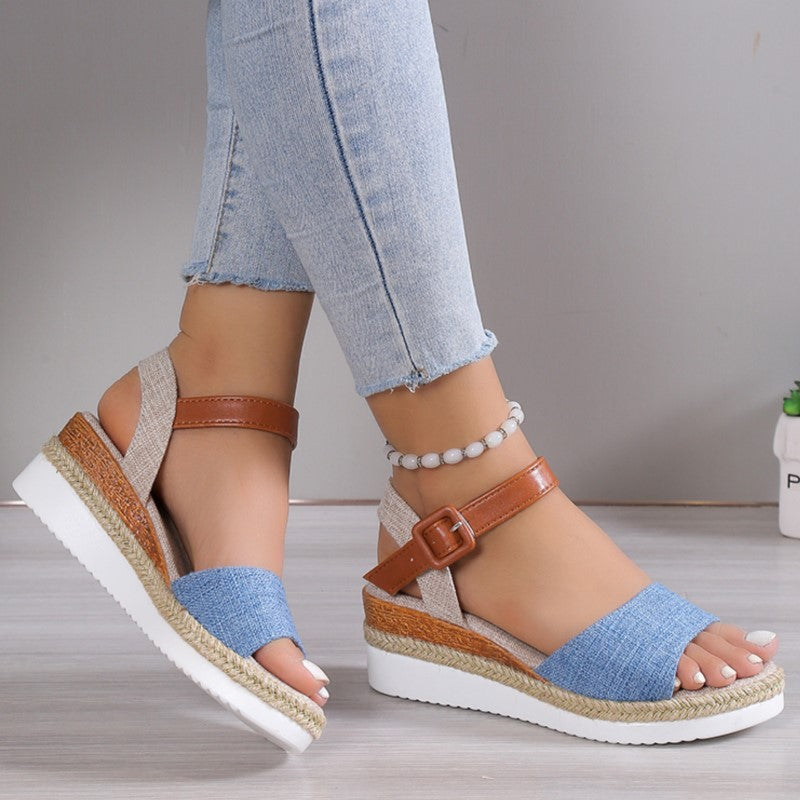 Elegant Summer Woman Sandals Soft Wedge Shoes, Comfortable Party Footwear for Women Ladies Dress Sandals