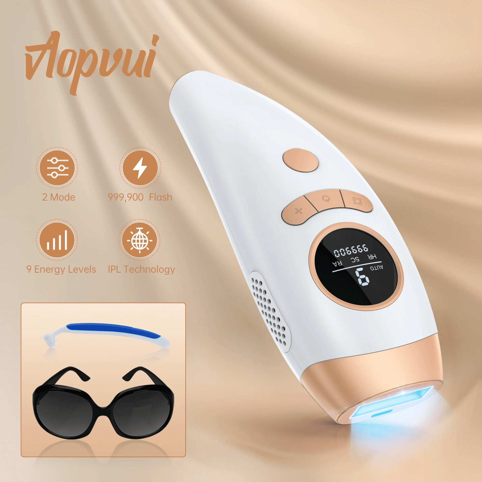SleekGlide IPL Hair Removal Device With IceCooling Technology  Unlimited Flashes  9 Intensity Level 2