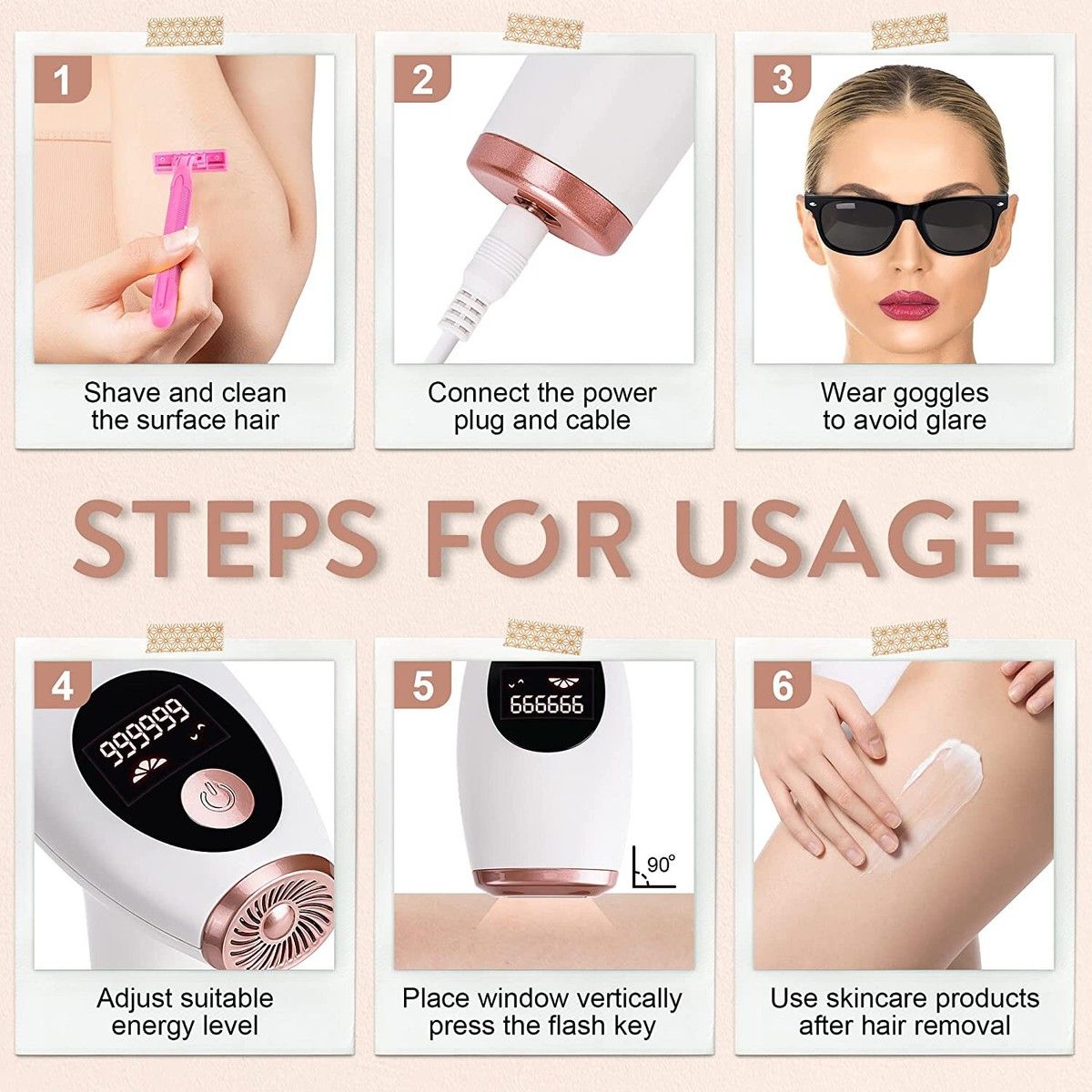SleekGlide IPL Hair Removal Device With IceCooling Technology  Unlimited Flashes  9 Intensity Level 3
