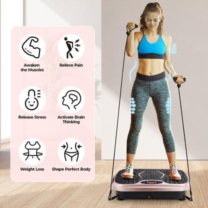 Home Training Equipment Vibration Plate Exercise Machine With Loop Bands Whole Body Workout Fitness