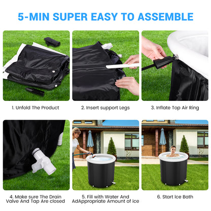 Large Ice Bath Tub for Athletes, Portable Ice Bathtub with Multi-Layered Inflatable Cold Plunge Tub & Cover