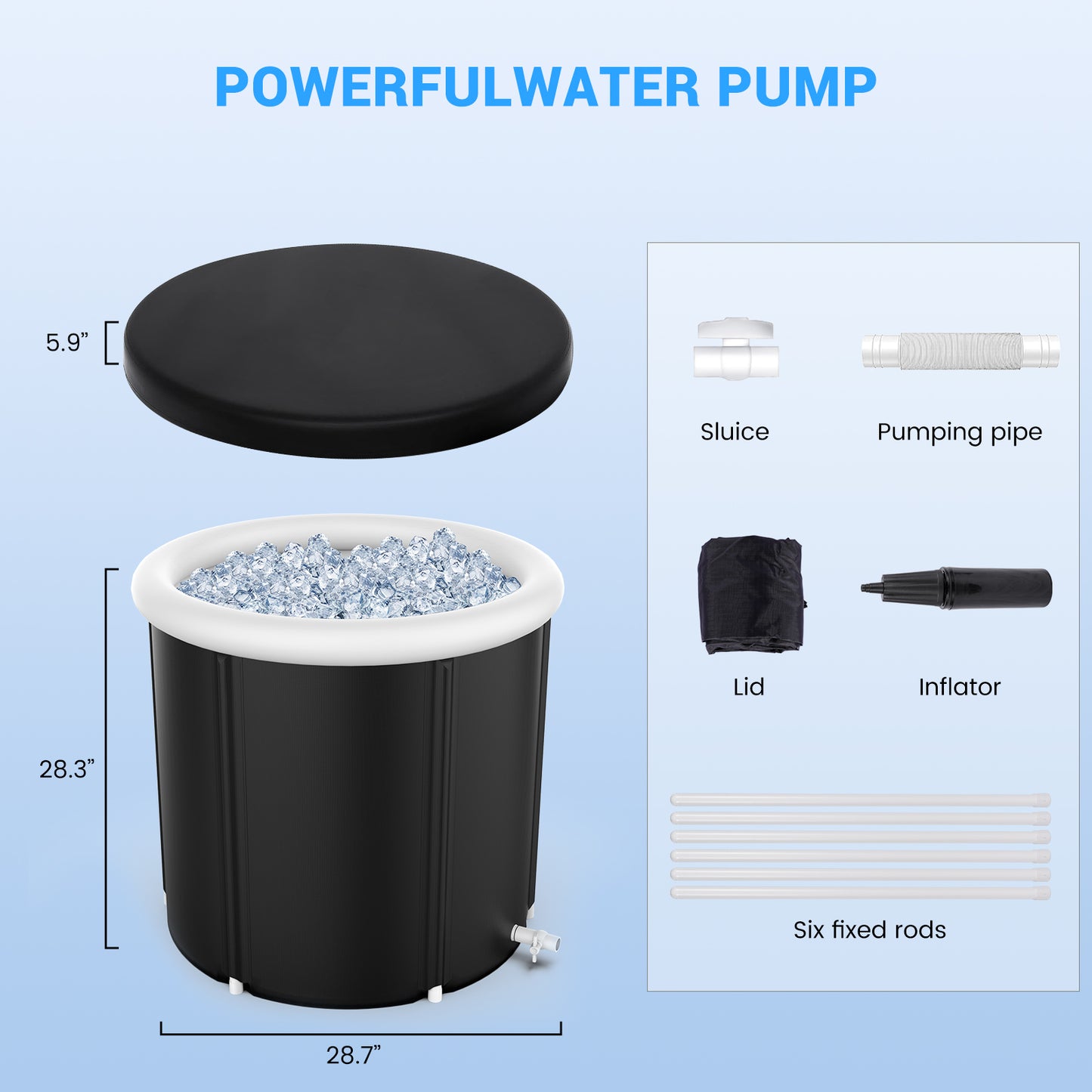 Large Ice Bath Tub for Athletes, Portable Ice Bathtub with Multi-Layered Inflatable Cold Plunge Tub & Cover