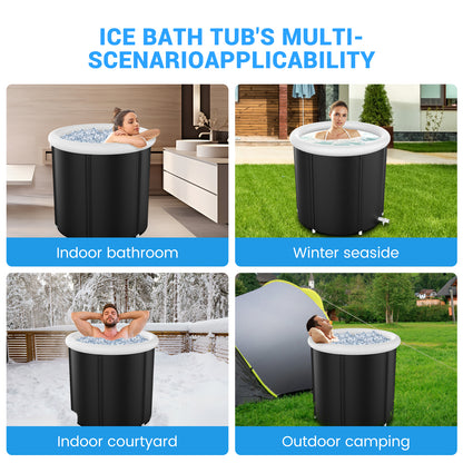 Large Ice Bath Tub for Athletes, Portable Ice Bathtub with Multi-Layered Inflatable Cold Plunge Tub & Cover