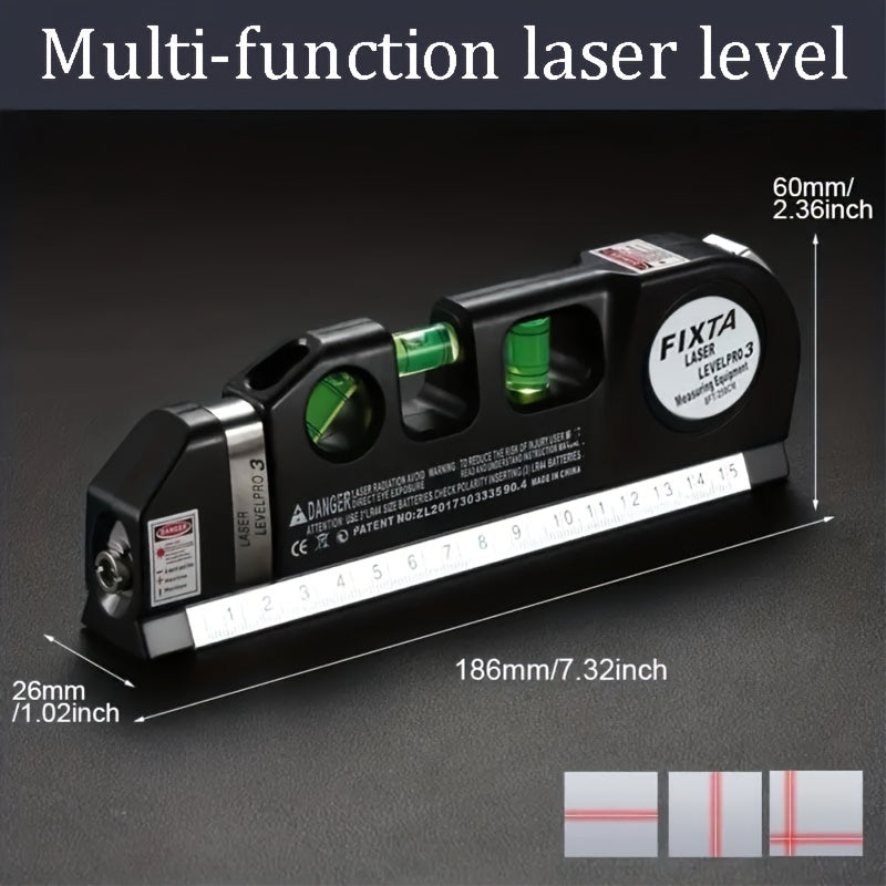 Multipurpose Laser Level Kit with 8 Feet Tape, Easy to Use Standard Cross Line Laser Level Tool for DIY, Hanging