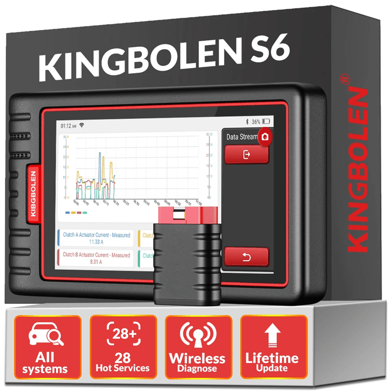 KINGBOLEN S6 Bluetooth OBD2 Automotive Scanner with Full System Diagnostics and 28 Service Resets
