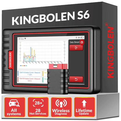 KINGBOLEN S6 Bluetooth OBD2 Automotive Scanner with Full System Diagnostics and 28 Service Resets