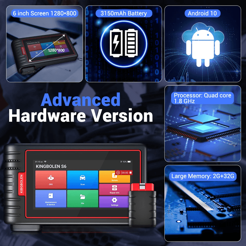 KINGBOLEN S6 Bluetooth OBD2 Automotive Scanner With Full System Diagnostics And 28 Service Resets 7