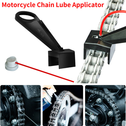 Motorcycle Chain Cleaner & Lube Oiler Tool, Mess-Free Chain Wax Spray Gear Attachment, Easy Chain Maintenance Kit