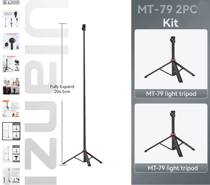 Ulanzi MT79 Lightweight Camera Tripod With 2M Extension For Fill Light And Action Camera Mounting 2