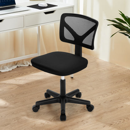 JHK Mesh with Lumbar Support Armless Office Chair Low Back with Wheels, Adjustable Height 360° Rolling Swivel Chair