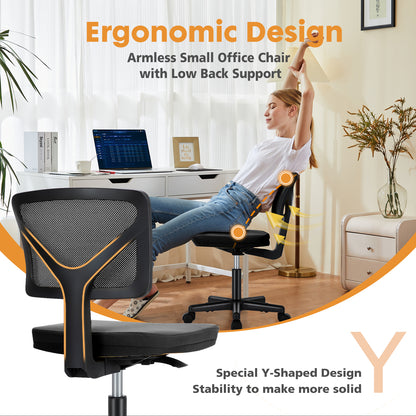 JHK Mesh With Lumbar Support Armless Office Chair Low Back With Wheels Adjustable Height 360 Rollin 3