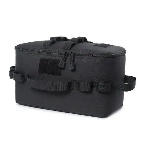 Camping Gas Canister Storage Bag, Foldable Outdoor Tool Organizer with Large Capacity, Ground Nail, Picnic Cookware