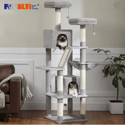Large Cat Tree Tower for Indoor Cats with Plush Condo Perches Scratching Posts and Hideaway Caves