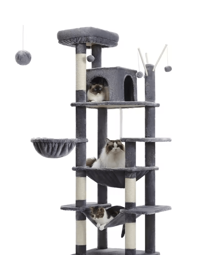 Large Cat Tree Tower For Indoor Cats With Plush Condo Perches Scratching Posts And Hideaway Caves 2