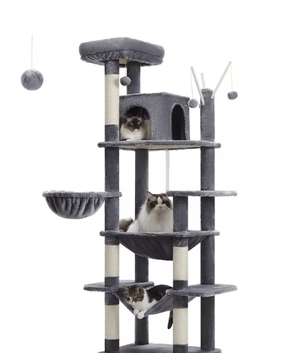 Large Cat Tree Tower For Indoor Cats With Plush Condo Perches Scratching Posts And Hideaway Caves 2