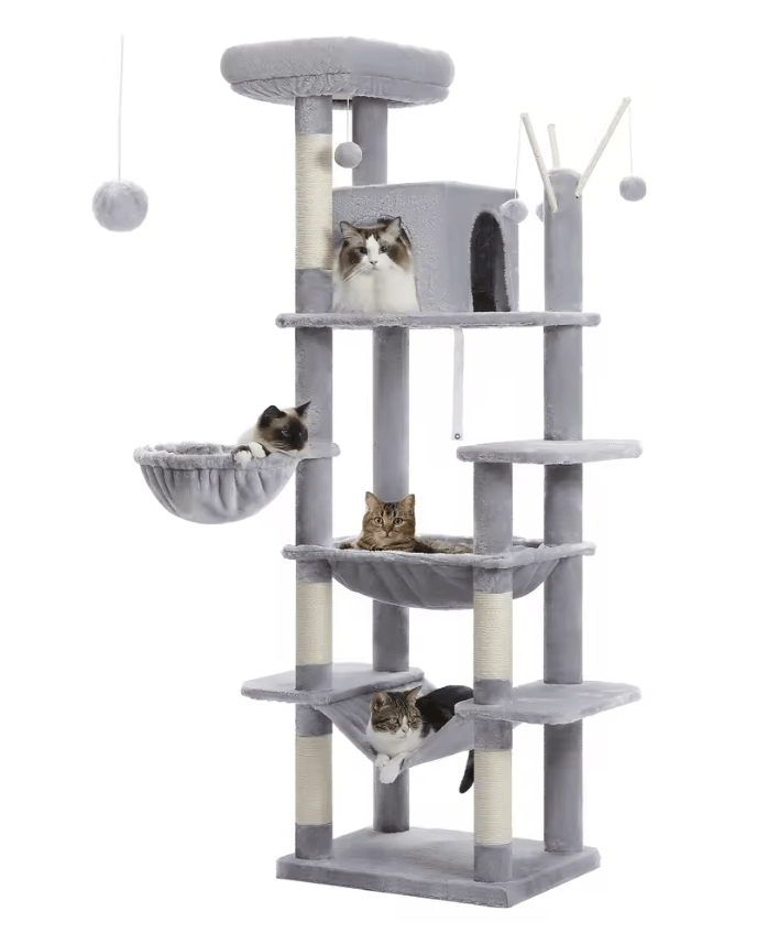 Large Cat Tree Tower For Indoor Cats With Plush Condo Perches Scratching Posts And Hideaway Caves 6