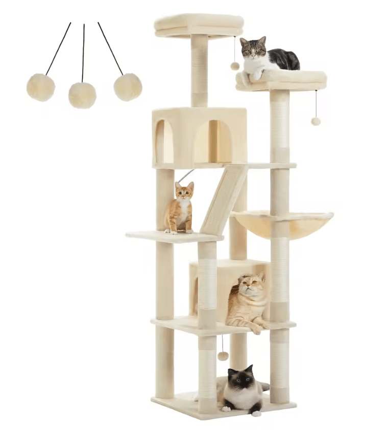 Large Cat Tree Tower For Indoor Cats With Plush Condo Perches Scratching Posts And Hideaway Caves 8