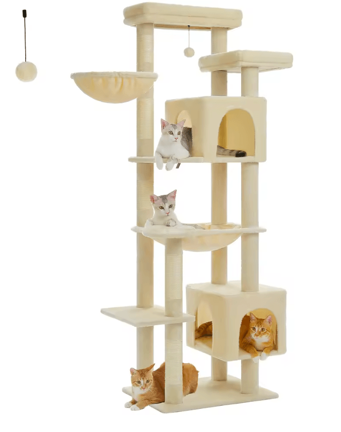 Large Cat Tree Tower For Indoor Cats With Plush Condo Perches Scratching Posts And Hideaway Caves 12