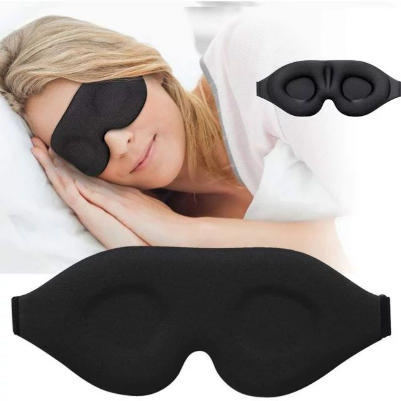 Black 3D Eye Mask, Adjustable No Pressure Sleep Mask for Men & Women, Breathable & Light Blocking Travel Eye Cover