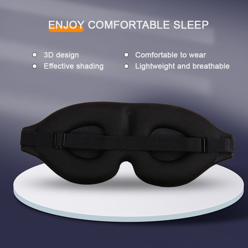Black 3D Eye Mask, Adjustable No Pressure Sleep Mask for Men & Women, Breathable & Light Blocking Travel Eye Cover