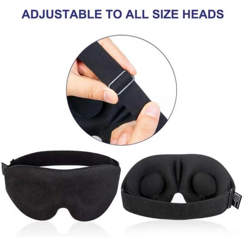 Black 3D Eye Mask, Adjustable No Pressure Sleep Mask for Men & Women, Breathable & Light Blocking Travel Eye Cover