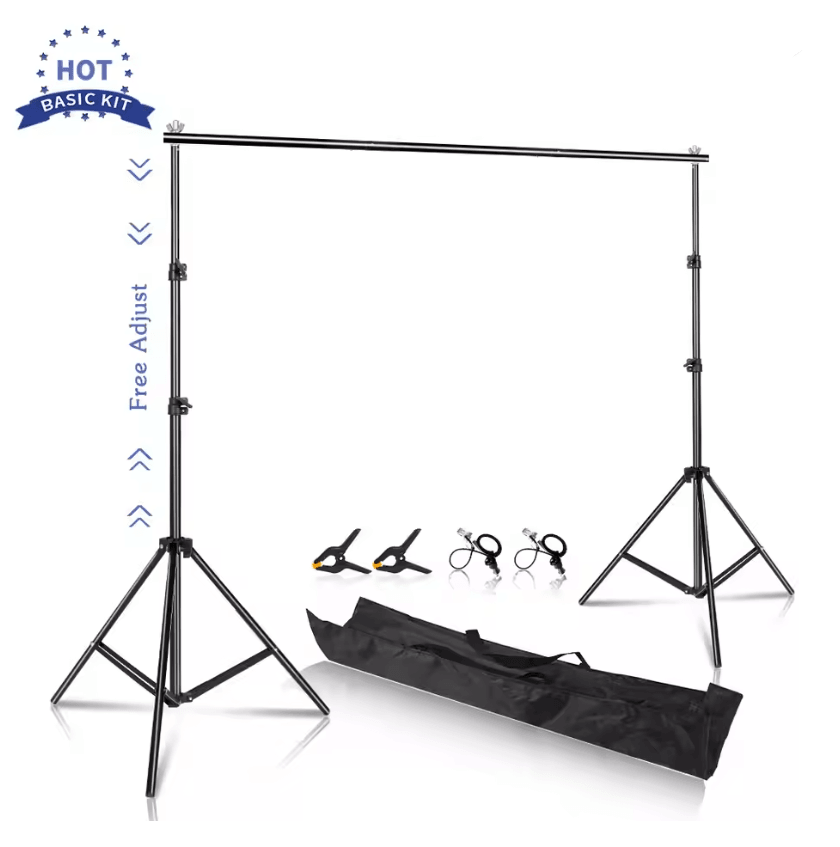 Adjustable Photography Backdrop Stand for Studio and Event Backgrounds with Telescopic Support