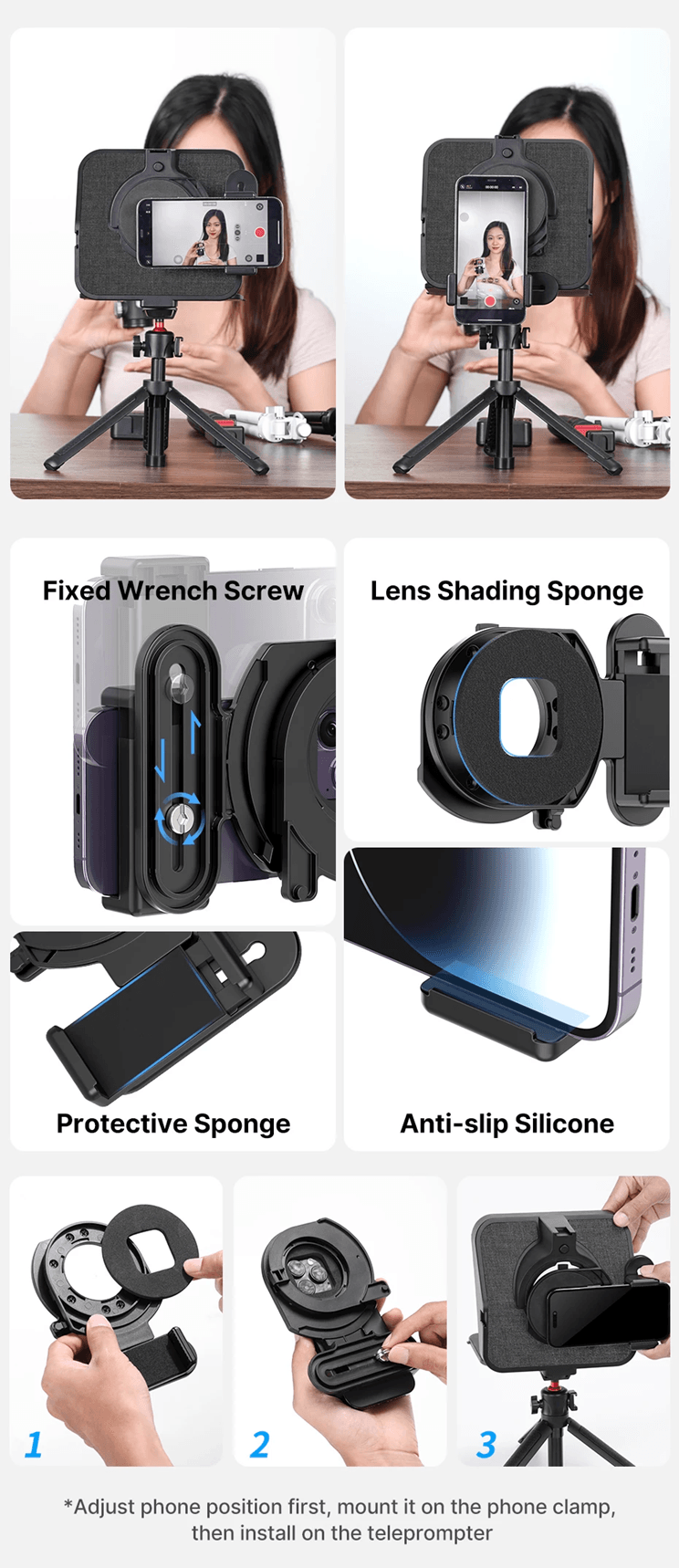 Ulanzi RT02 Universal Teleprompter For DSLR Cameras Smartphones And Tablets For Video Recording And 2
