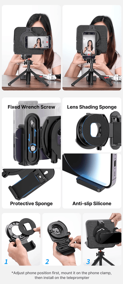 Ulanzi RT02 Universal Teleprompter For DSLR Cameras Smartphones And Tablets For Video Recording And 2