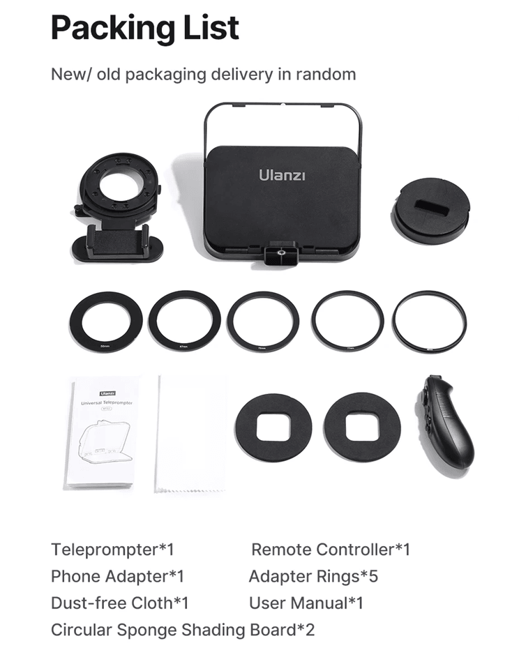 Ulanzi RT02 Universal Teleprompter For DSLR Cameras Smartphones And Tablets For Video Recording And 6