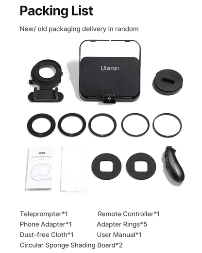 Ulanzi RT02 Universal Teleprompter For DSLR Cameras Smartphones And Tablets For Video Recording And 6
