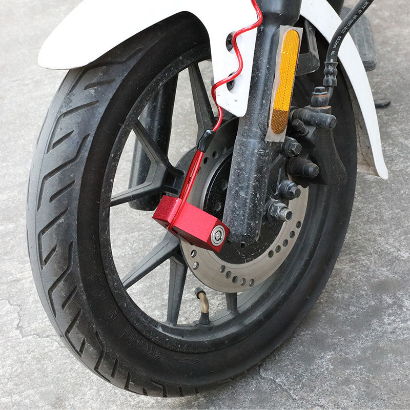 Anti-Theft Motorcycle Brake Disc Lock with Alarm, Scooter Reminder Cable, Bicycle Spring Rope & Storage Bag for Disc