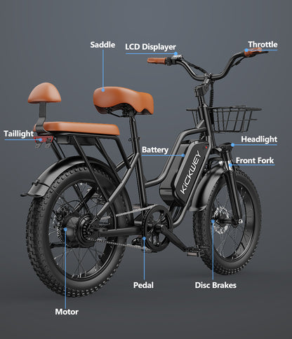 Electric Bike for Adults 1500W Peak Ebike 32 MPH  50Mile Range Electric Mountain Bike with Remova