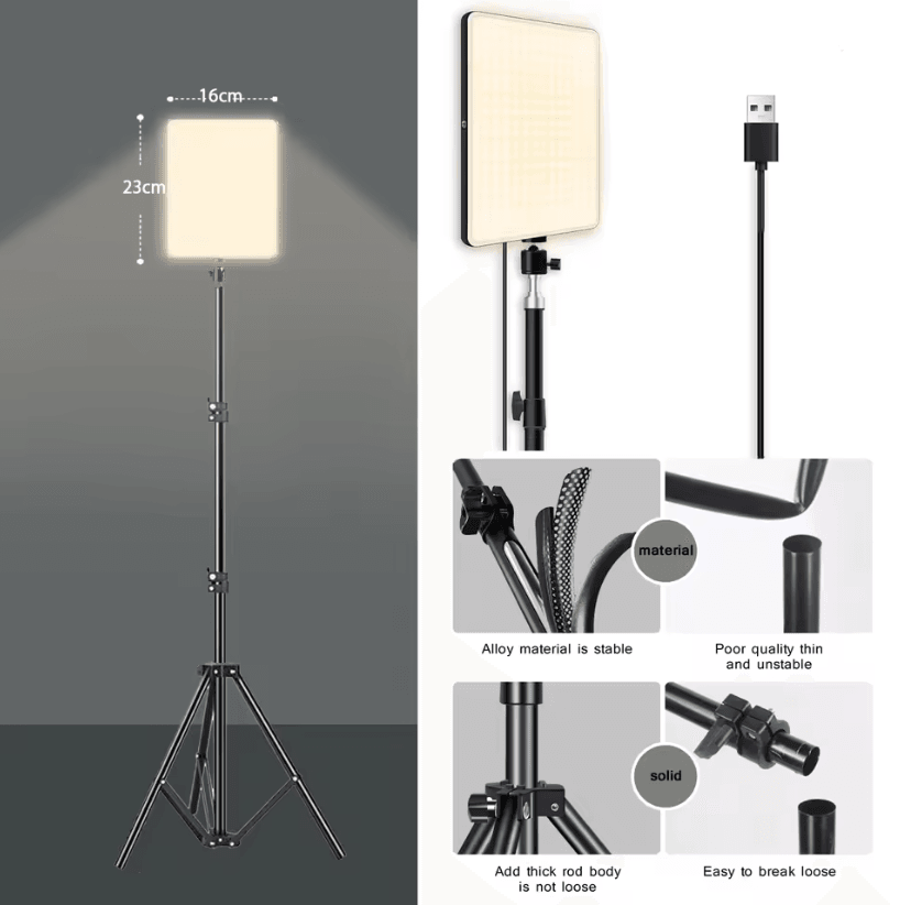 LED Video Conference Light With Adjustable Tripod For Zoom Calls Live Streaming And Photography 1