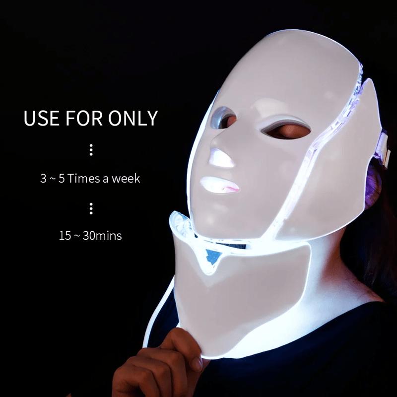 Foreverlily 7 Color LED Light Therapy Mask With Neck Care For Skin Rejuvenation And Acne Treatment 2