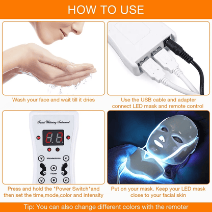 Foreverlily 7 Color LED Light Therapy Mask With Neck Care For Skin Rejuvenation And Acne Treatment 4