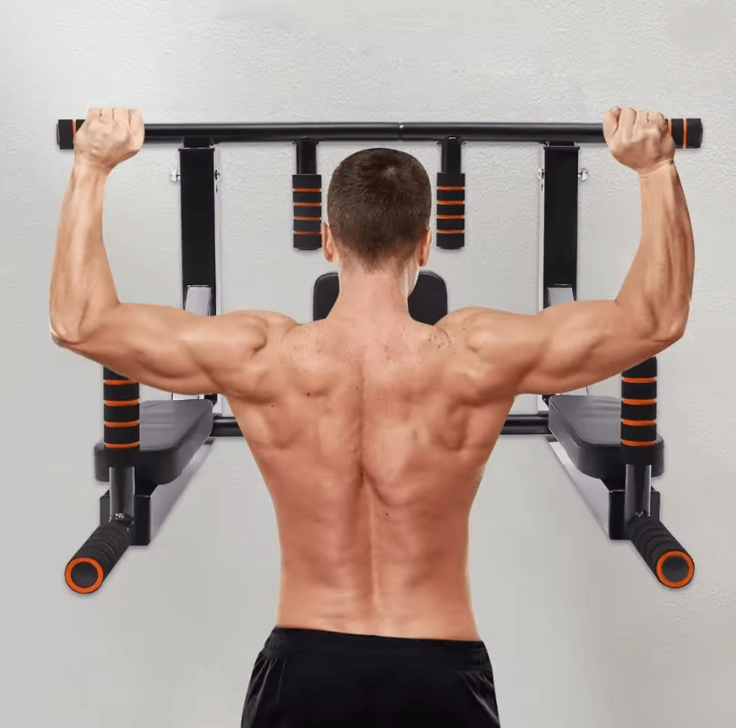 Heavy Duty Wall Mounted Pull Up Bar and Dip Station for Home Gym Strength Training