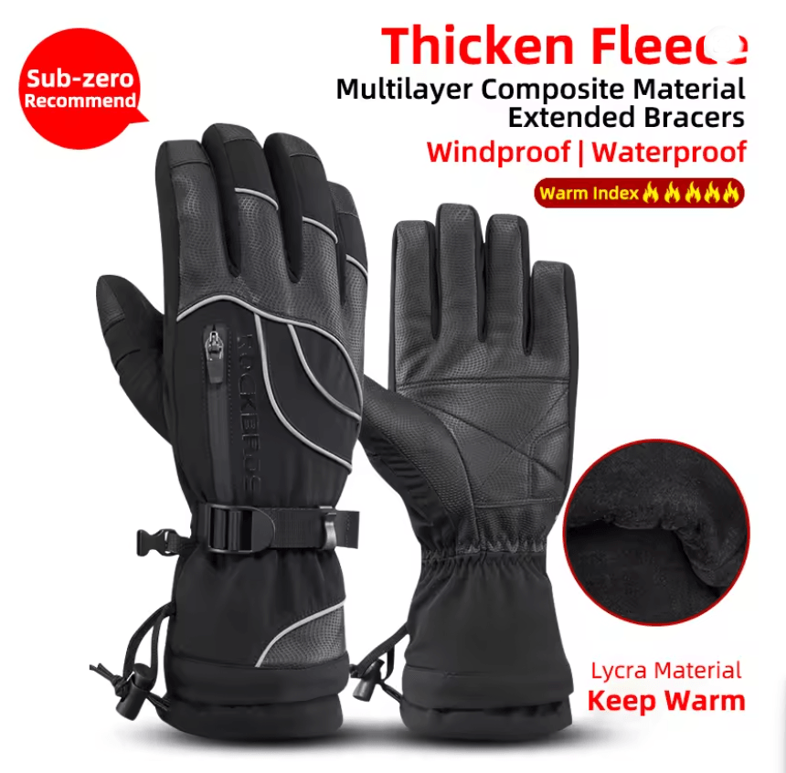 ROCKBROS Waterproof Thermal Winter Gloves For Motorcycle Cycling And Snow Sports 3