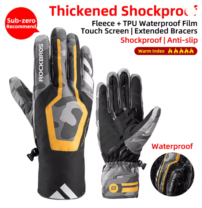 ROCKBROS Waterproof Thermal Winter Gloves For Motorcycle Cycling And Snow Sports 5