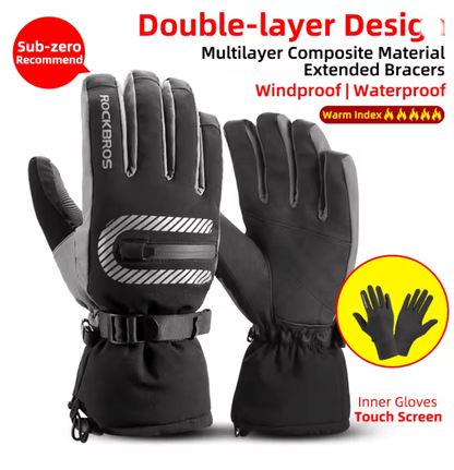 ROCKBROS Waterproof Thermal Winter Gloves For Motorcycle Cycling And Snow Sports 6