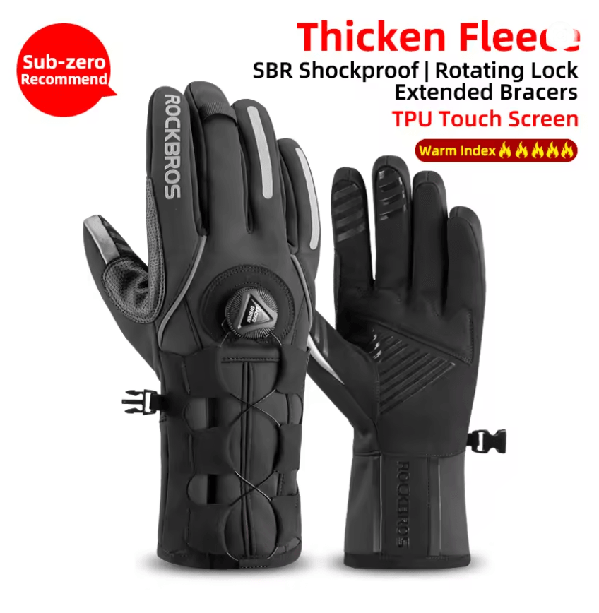 ROCKBROS Waterproof Thermal Winter Gloves For Motorcycle Cycling And Snow Sports 7